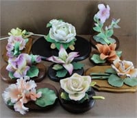 Capodimonte & Other Porcelain Flowers On Stands