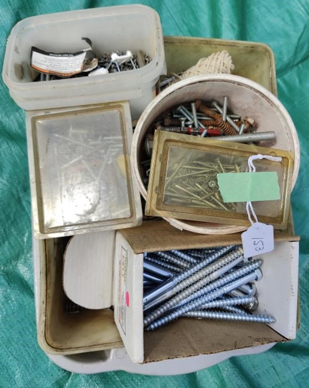 Tub of Screws, Lag Bolts, Odds & Ends, Etc.