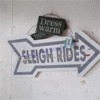 SLEIGH RIDES SIGN- 24"LX11"T