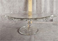 12" FOOTED CLEAR GLASS CAKE PLATE
