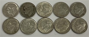 10 QTY 90% SILVER DIMES ROOSEVELT