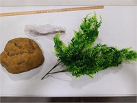 Fish Tank Decor Rock 13x10x5. Ferns 30 long,