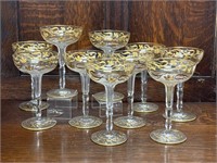 Fine Old Art Nouveau Crystal Champagne Saucer Stem