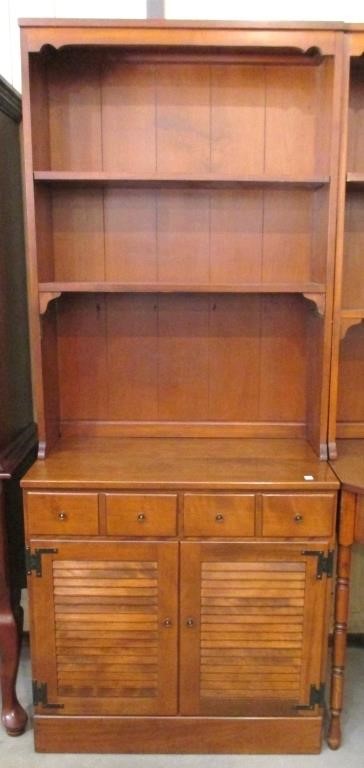 2 Piece Louvered Door Cabinet with Bookcase Hutch