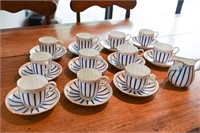 FRENCH PORCELAIN TEA CUPS AND SAUCERS