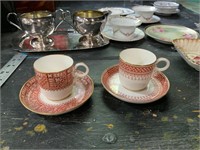 lot of two vintage cups and saucers red white