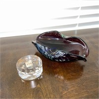 Free Form Glass Dish w/ Paperweight Watch Parts