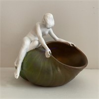 Vintage Sculpture on Ceramic Seashell Very Small