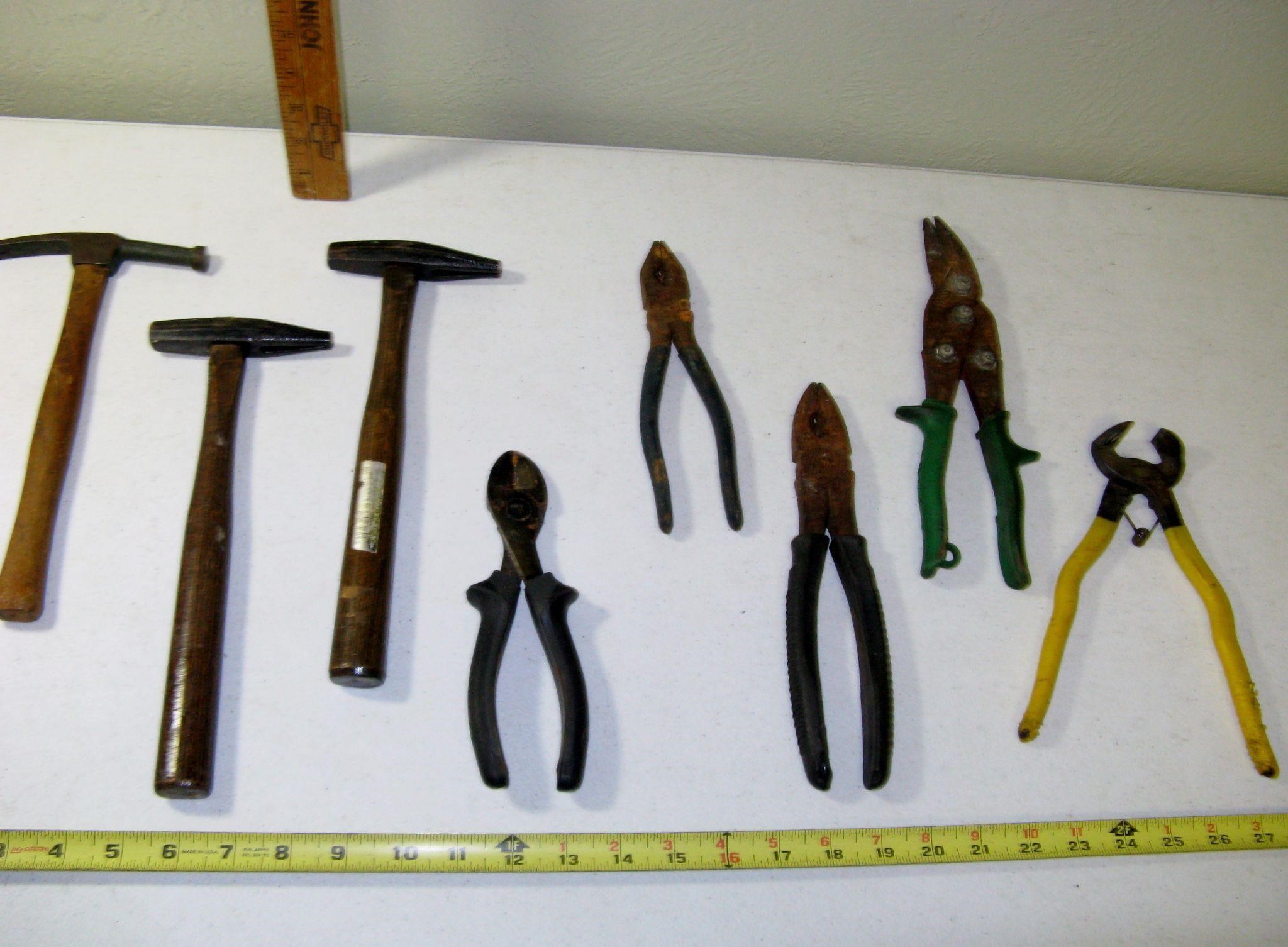 Assorted Tools, Hammers & Cutters