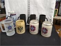 4 German Beer steins USA SS-Service frosted mug -