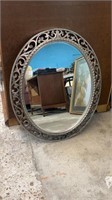 Oval Mirror in Silver Plastic Frame