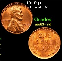 1949-p Lincoln Cent 1c Grades Select+ Unc RD