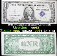 1935c $1 Blue Seal Silver Certificate Grades Gem C