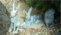 3 Resin Rabbits, Tallest is 15"