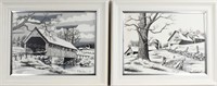 H. HARGROVE LITHOGRAPH ON CANVAS WINTER - LOT OF 2