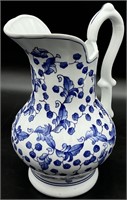 Asian Blue & White Porcelain Pitcher
