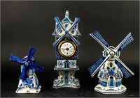 Lot Of 3 Vintage Porcelain Windmills