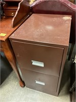Two drawer metal file cabinet