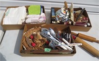 Hand towels, rolling pens, utensils, misc