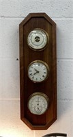 21x7" Wooden Wall Weather Station Clock