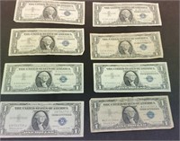(8) $1 Silver Certificate Notes 1957 & 1-1935