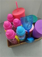 Lot of Cups & Water Bottles w/Straws (10)