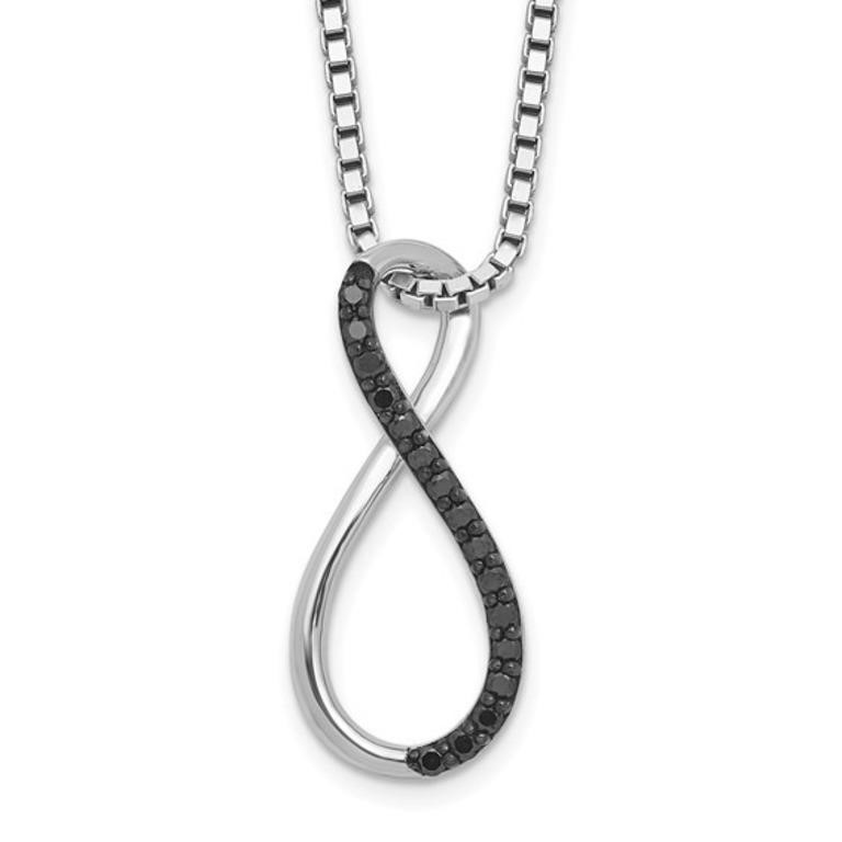 Sterling Silver Black Diamond Infinity Necklace