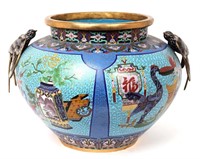 Large Chinese Cloisonne Pot w/Birds