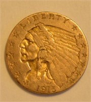 1915 Indian Head $2.50 Gold Coin