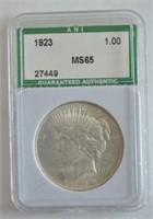 1923 ANI MS 65 Peace Dollar