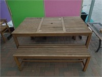 Teak table with two benches