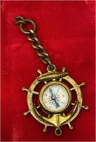 VIntage Brass Nautical Compass Keychain