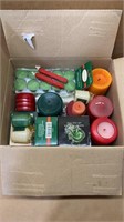 Box Lot of Assorted Votives Tealights Candles