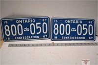 Set of 1967 Ontario Lic. Plates