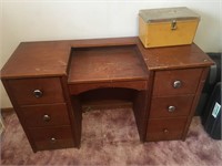Wooden sewing desk with sewing kit included