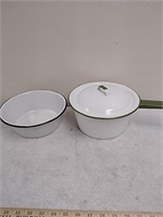 Enamelware bowl and cooking pot
