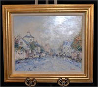 French Street Oil On Canvas Jean Pierre Dubord