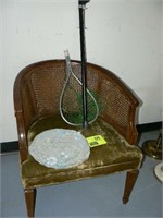 VINTAGE CHAIR WITH CANE BACK, GARDEN STONE,