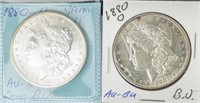 Coin 1880-P w VAM 11+1880-O,Morgan Dollars-AU-BU