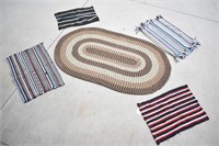 (5) Scatter Rugs 1- Oval Braided Rug & Others