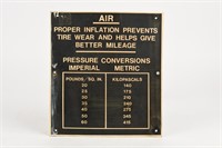 1960'S SERVICE STATION TIRE INFLATION S/S SIGN