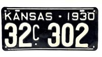 1930 Kansas License Plate
