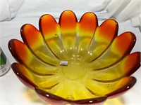 Flower Bowl Amberina Glass Lotus