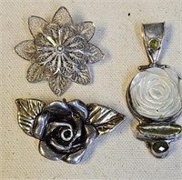 Sterling Silver Jewelry Brooches; Pendant