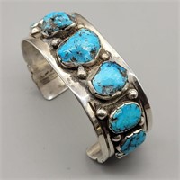 68.6 G CUSTOM MADE STERLING SILVER & TURQUOISE