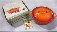 Casron flame orange cast iron cook pot with lid,