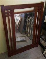 Neat Wooden Framed Beveled Mirror