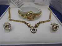 NIB-Costume Jewelry Set-Watch, Pendant, Earrings