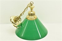 Hanging Lamp / Chandelier w/ Green Plastic Shade