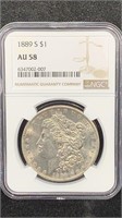 1889-S NGC AU58 Silver Morgan Dollar
